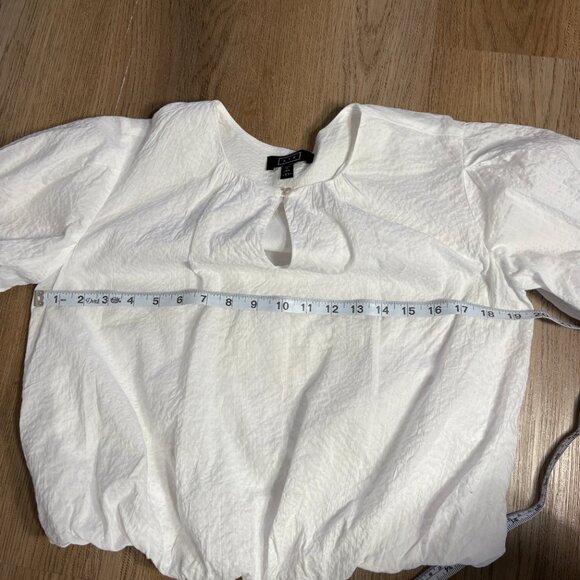 AYR The Puff Puff Blouse Bubble Hem white crinkle size XS cropped short sleeve - Picture 5 of 7